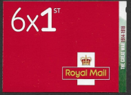 PM63 2018  The great war 6 x 1st class self adhesive booklet - complete - No cyl
