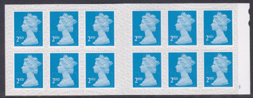 ME7a M19L Stamps 12 x 2nd class stamps barcode booklet - Large Over Small Cyl W6