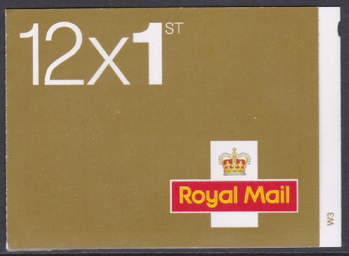 MF3A 12 x 1st class stamps barcode booklet Self Adhesive MINT MNH - Cylinder W3