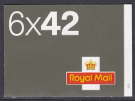 NA1 2002 Airmail - Worldwide Postcard barcode booklet 6 x 42p - Cyl W1