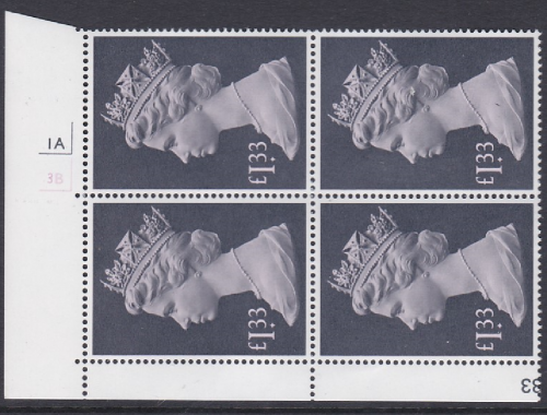 Sg1026c £1.33 high value machin cylinder block 1A 3B No Dot UNMOUNTED MINT