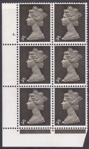 Dp olive brown GA 4d Pre-decimal Machin 2B head A Perf  F(l) 4 Dot U M