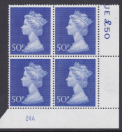 1970 50p Decimal Machin Cylinder 24A Bradbury paper UNMOUNTED MINT