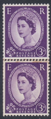 S67 3d Wilding Tudor Crown Vertical coil join pair UNMOUNTED MINT MNH
