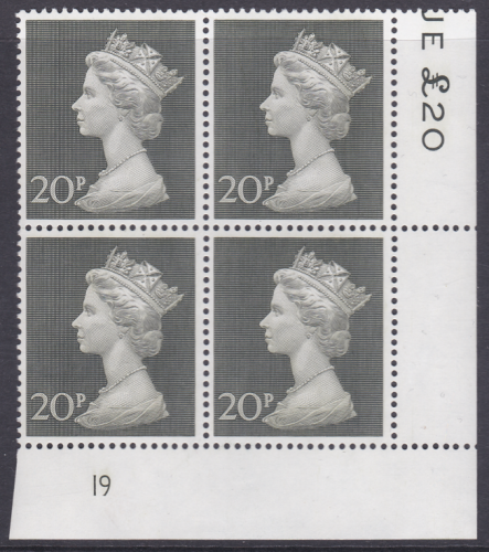 1970 20p Decimal Machin Cylinder 19 UNMOUNTED MINT