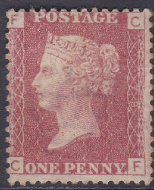 1858 Sg 43 1d Penny Red plate 73 Lettered C-F MOUNTED MINT