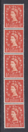 S4v ½d Wilding Multi Crowns on Cream offset coil strip of 5 MOUNTED MINT MNH