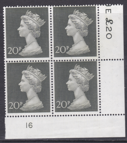 1970 20p Decimal Machin Cylinder 16 UNMOUNTED MINT