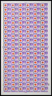 Sg642 1963 3d Red Cross Centenary Full sheet 3A3B Dot unmounted mint