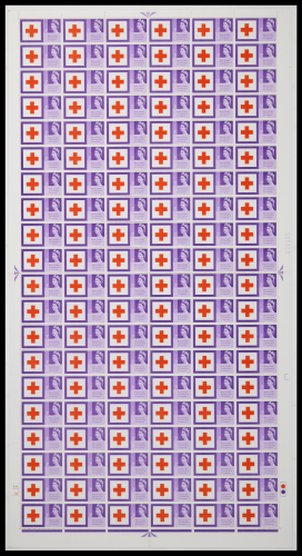 Sg642 1963 3d Red Cross Centenary Full sheet 3A3B Dot unmounted mint