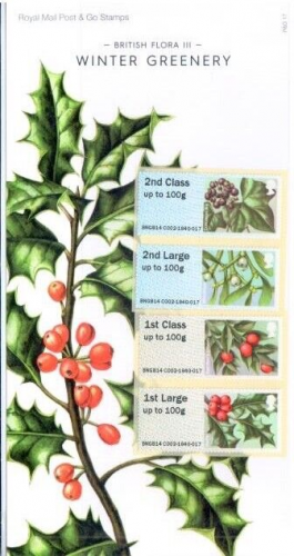 2014 PG17 Post  go british flora III Winter Greenery pack UNMOUNTED MINT