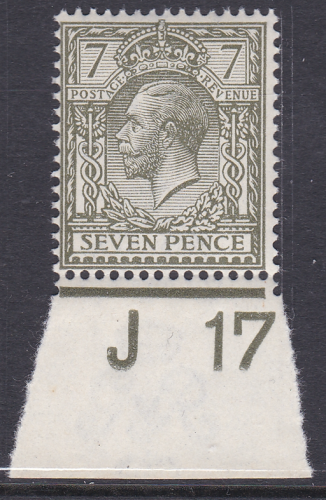 N27(1) 7d Olive Royal Cypher Control J17 UNMOUNTED MINT MNH