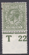 N30(3) 9d Deep Olive Green Royal Cypher Control T22 perf MOUNTED MINT