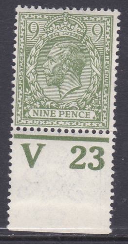 N30(-) 9d Bright Olive Green Royal Cypher Control V23 perf MOUNTED MINT