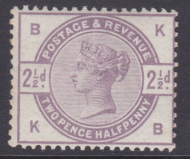 SG190 1883 2½d lilac K-B UNMOUNTED MINT