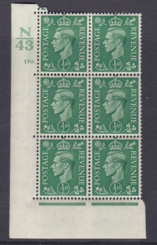 1 2d Pale green N43 130 Dot cylinder block perf 5 UNMOUNTED MINT