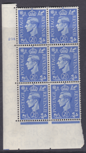 2½d Light Blue Cylinder Control 234 Dot perf 5(E I) UNMOUNTED MINT MNH