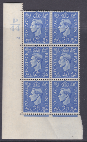 2½d Light Blue Cylinder Control P44 151 No Dot Perf 5 UNMOUNTED MINT MNH