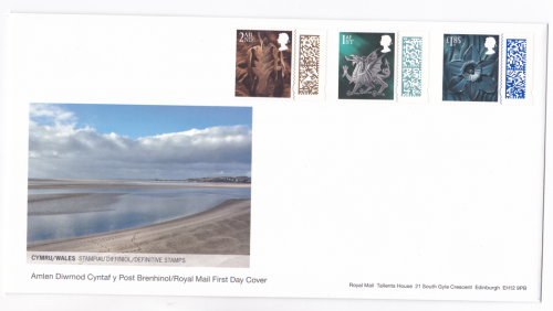 Uncancelled FDC with Type II wales  wales barcode definitives stamps