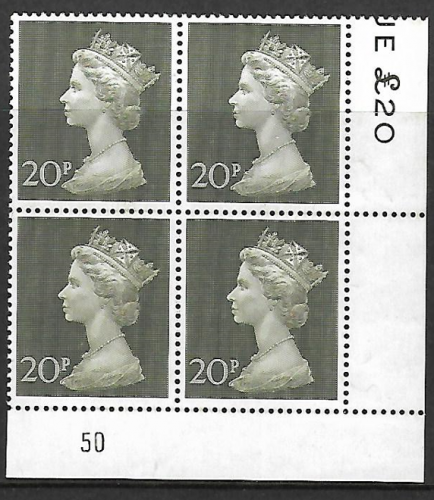 1970 20p Decimal Machin Cylinder 50 UNMOUNTED MINT