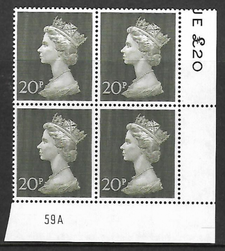 1970 20p Decimal Machin Cylinder 59A UNMOUNTED MINT