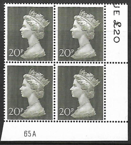 1970 20p Decimal Machin Cylinder 65A UNMOUNTED MINT