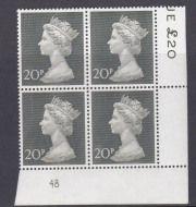 20p high value machin block cylinder 48 UNMOUNTED MINT