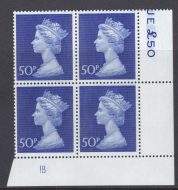 1970 50p Post office phosphorised paper Decimal Machin Cylinder 18 U/M