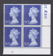 50p Machin High-value Bradbury paper cylinder 12 UNMOUNTED MINT