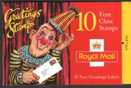 KX7a 1995 Clowns Greetings 10 x 1st with Labels - no Cylinder