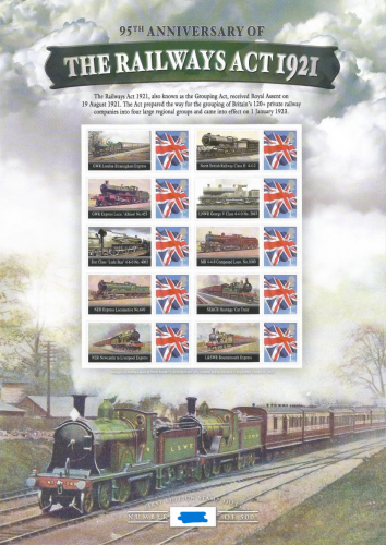 GB 2016 BC-500  railways act 1921 smiler sheet no. 269 UNMOUNTED MINT MNH