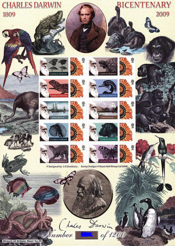 BC-196 History of Britain 30 2009 Charles Darwin No.792 sheet U/M