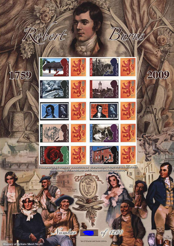 BC-192 History of Britain 29 2009 Robert Burns no. 288 sheet U M