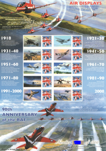 BC-146 History of Britain 21 2008 Air displays no.672 sheet U M