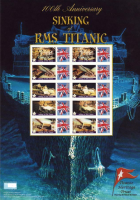 BC-364 2012 100th Anniv RMS titanic no. 380 Smiler Sheet  UNMOUNTED MINT