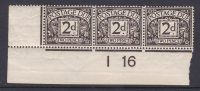 D4 2d Royal Cypher Postage due Control I 16 Imperf strip of 3 UNMOUNTED MINT