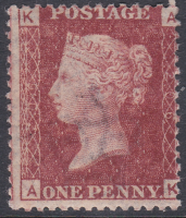 SG 43 1d Penny Red Lettered A-K plate 206 MOUNTED MINT