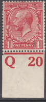 N16(5)var 1d Brick Red Royal Cypher Control Q20 imperf 2 wmk type III M M