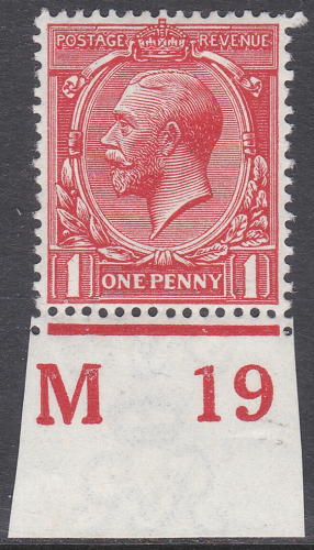 N16(14) 1d Scarlet Vermilion Royal Cypher M19 imperf wmk type III MOUNTED MINT