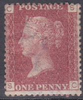 1858  1d Penny Red plate 145 Lettered S-C MOUNTED MINT