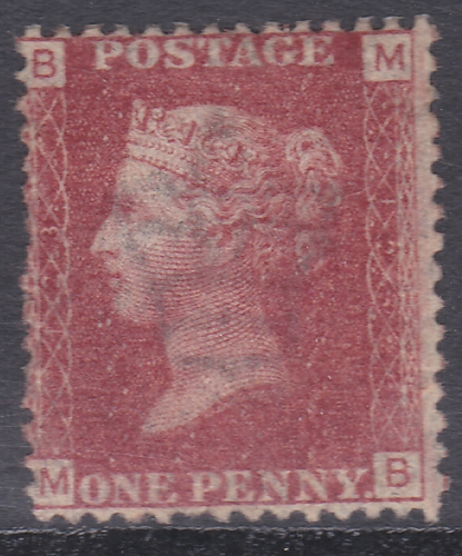1858  1d Penny Red plate 123 Lettered M-B MOUNTED MINT