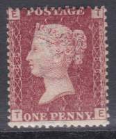 1858 Sg 43 1d Penny Red plate 186 Lettered T-E UNMOUNTED MINT