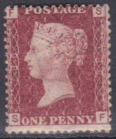 1858 Sg 43 1d Penny Red plate 186 Lettered S-F UNMOUNTED MINT