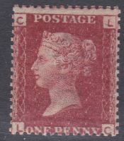 1858 Sg43 1d Penny Red plate 223 lettered L-C UNMOUNTED MINT