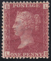 1858  1d Penny Red plate 213 Lettered L-B UNMOUNTED MINT