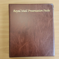 Light Brown Royal mail presentation packs album 4 rings with 17 pages