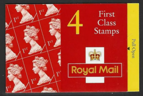 HB9 1995 QEII Spitfire Mitchell  4 x 1st Class Barcode Booklet - No Cylinder
