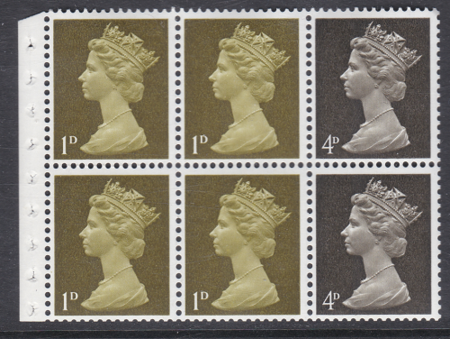 UB3 Pre-decimal Machin Booklet Pane Perf Iv UNMOUNTED MINT