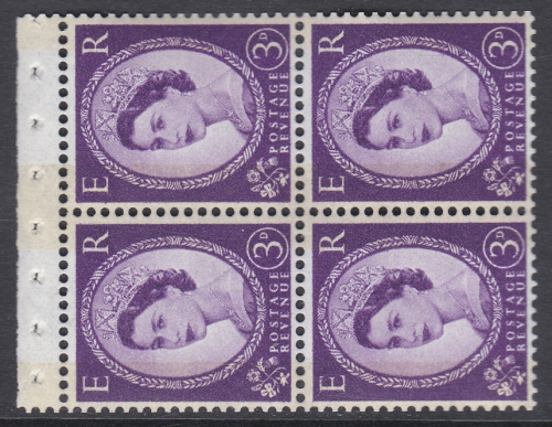 SB102 Wilding booklet pane Phos Blue on Cream perf type AP wmk crown left U M