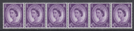 S79a 3d Wilding Violet Phosphor Wmk sideways coil strip UNMOUNTED MINT